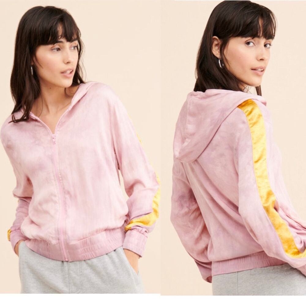 Electric & Rose Fortuna Zip Hoodie Pink & Gold Track Jacket Size Medium